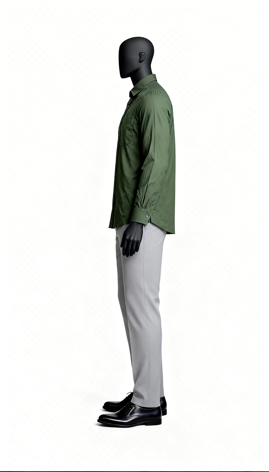 Solid Olive Full Sleeve Shirt - Image 3