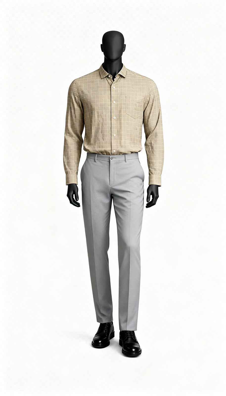 Beige Casual Checked Men’s Shirt