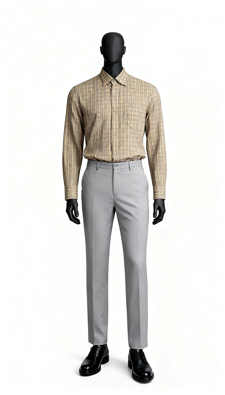 Brown Yellow Casual Check Shirt