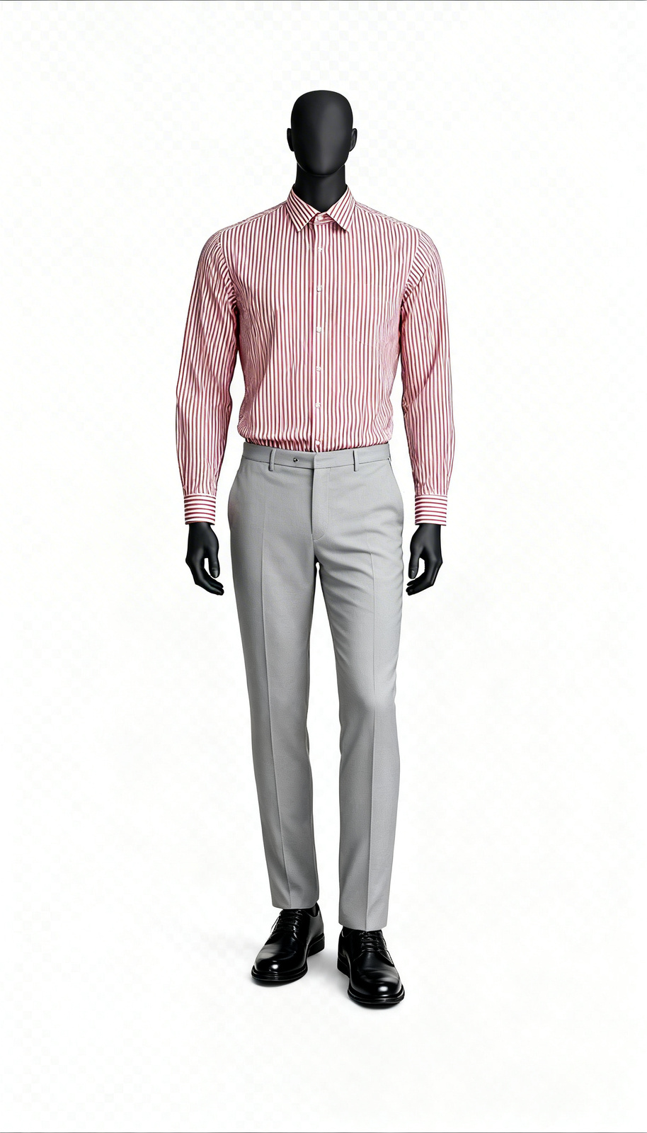 Red Vertical Striped Office Shirt