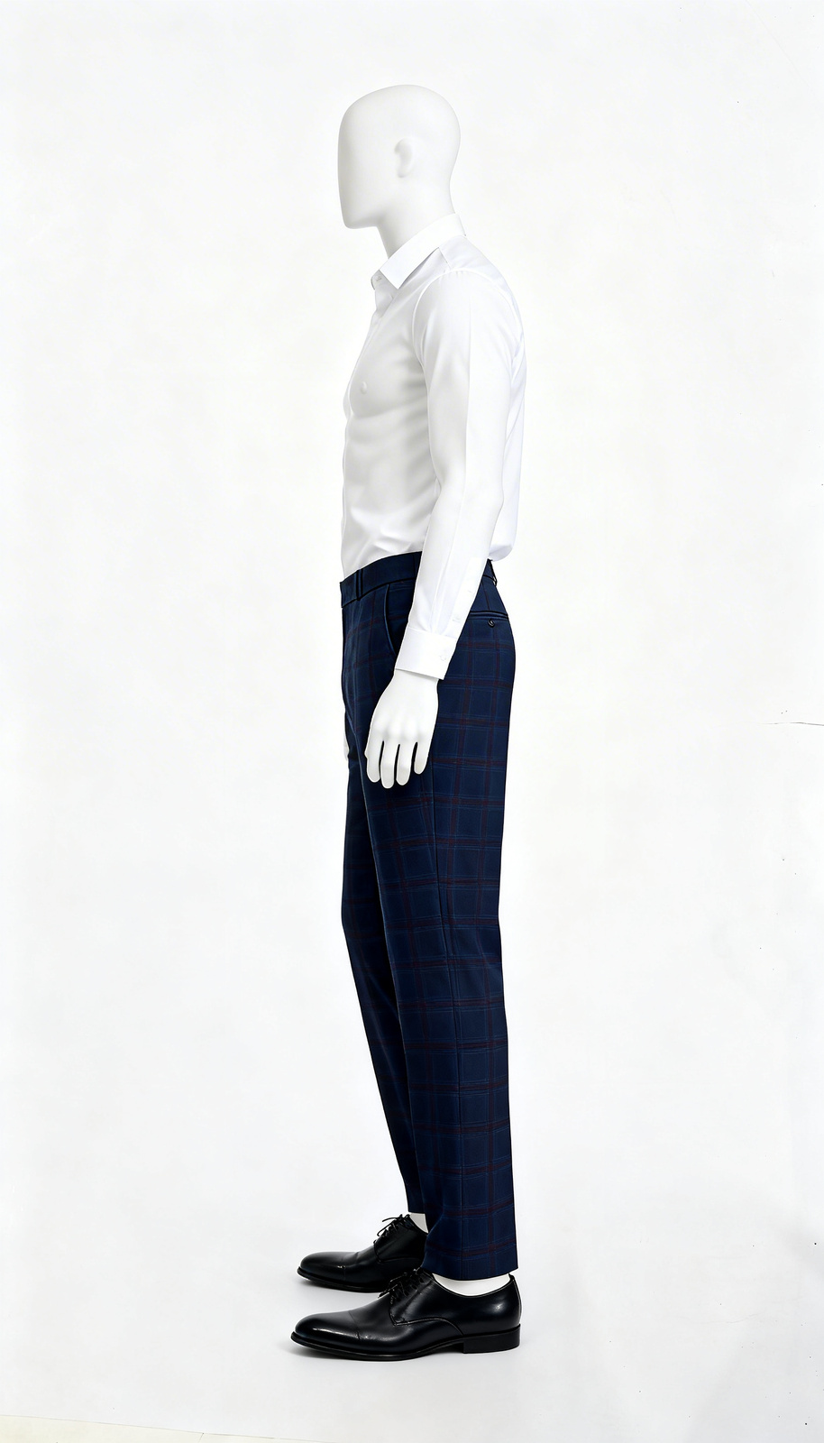 Men’s Navy Checked Trouser - Image 3