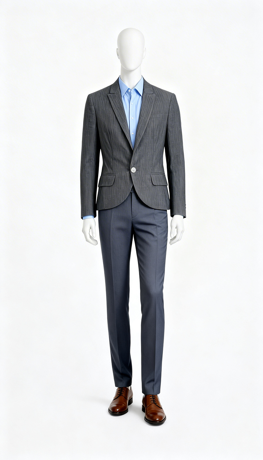 Grey Striped Formal Blazer