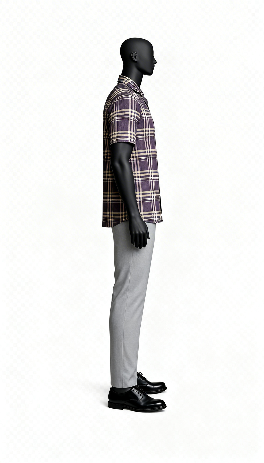 Grey Cream Check Shirt - Image 3
