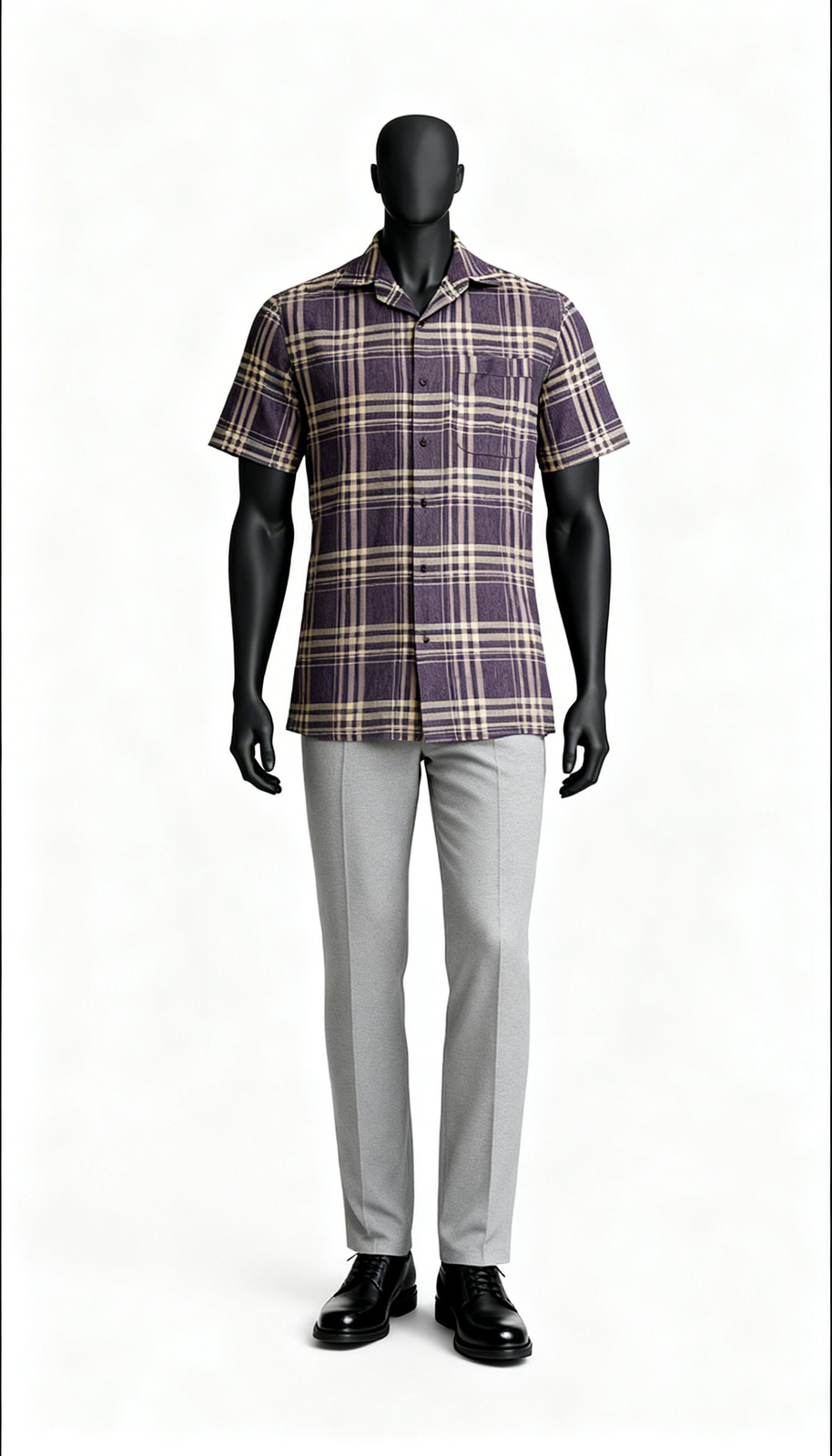 Grey Cream Check Shirt
