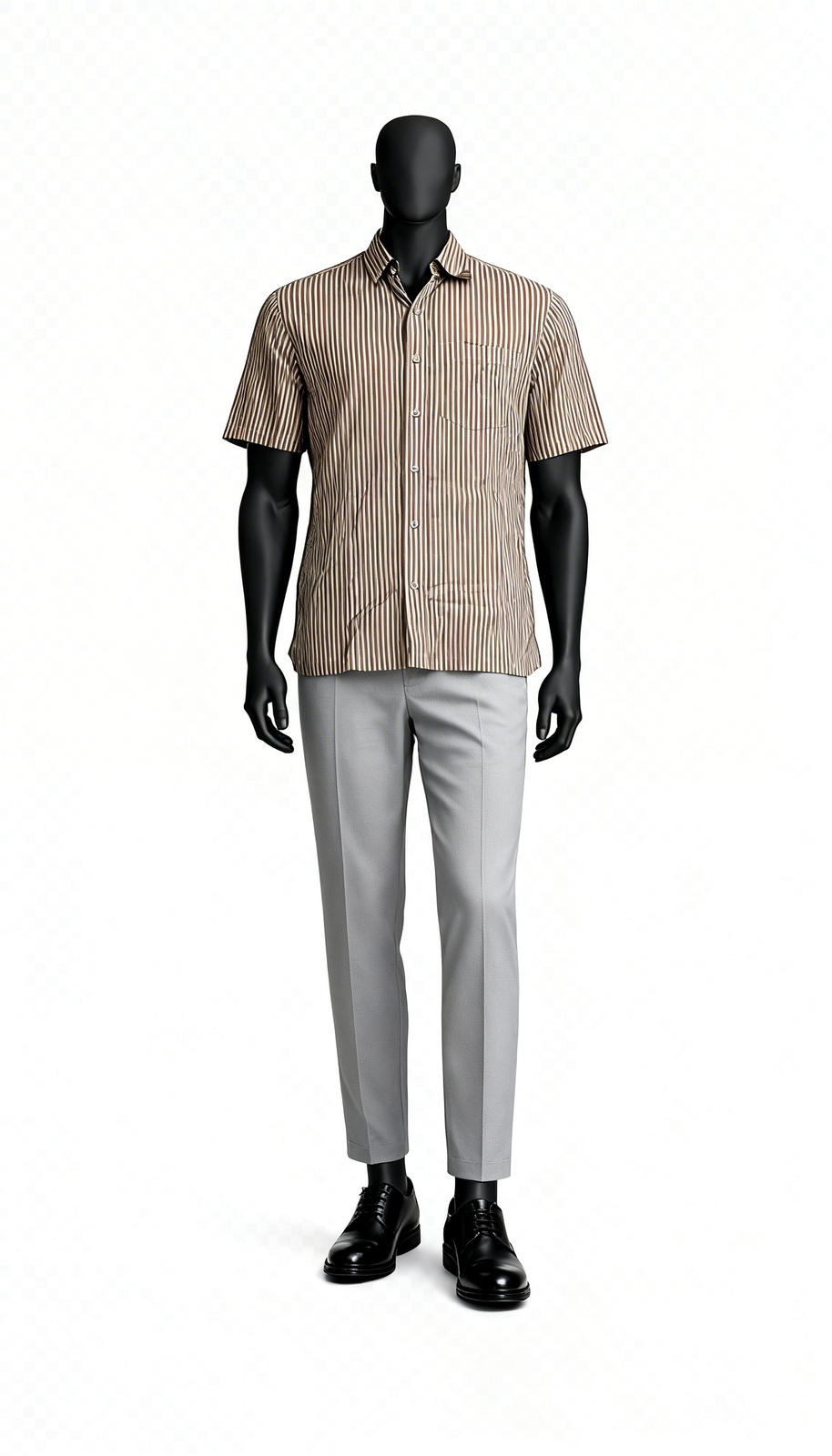 Brown White Stripe Casual Shirt