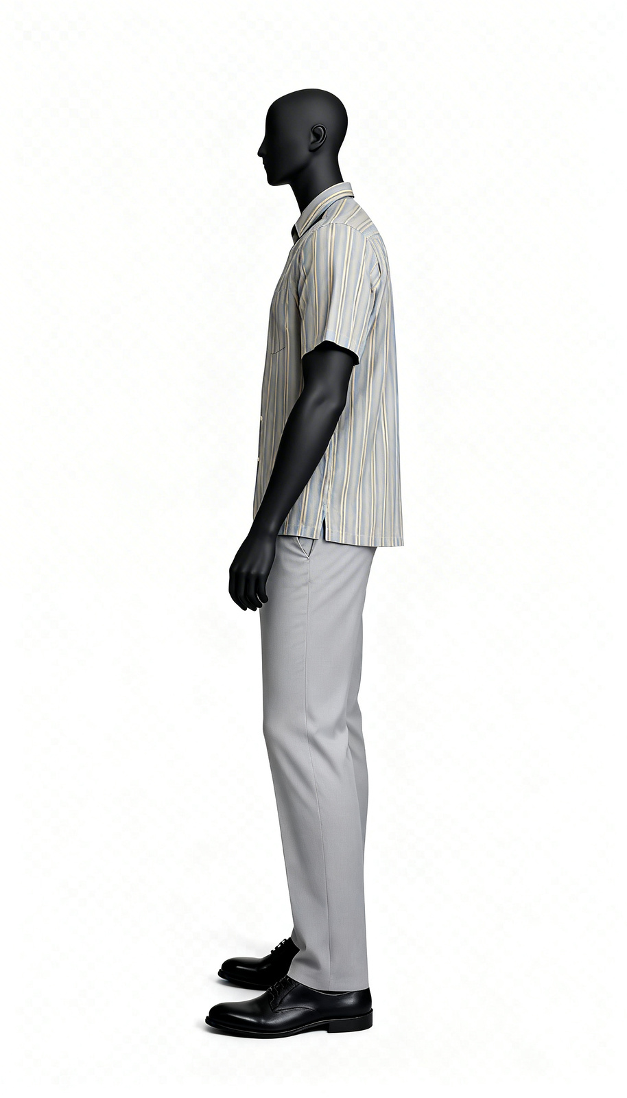 Grey Yellow Stripe Men Shirt - Image 3