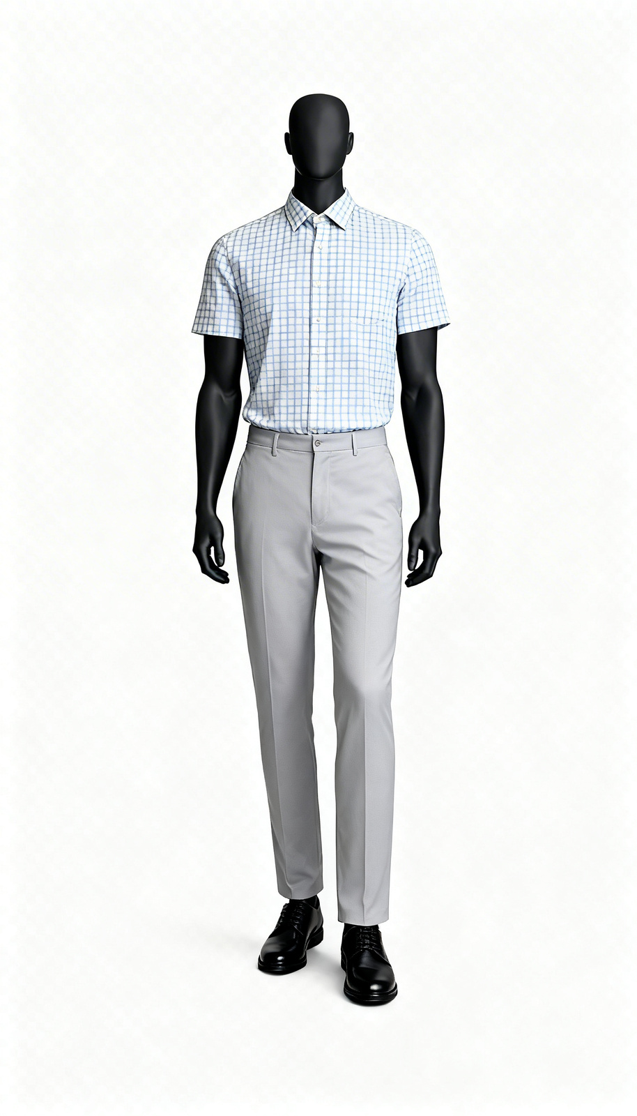 White Blue Checked Office Shirt