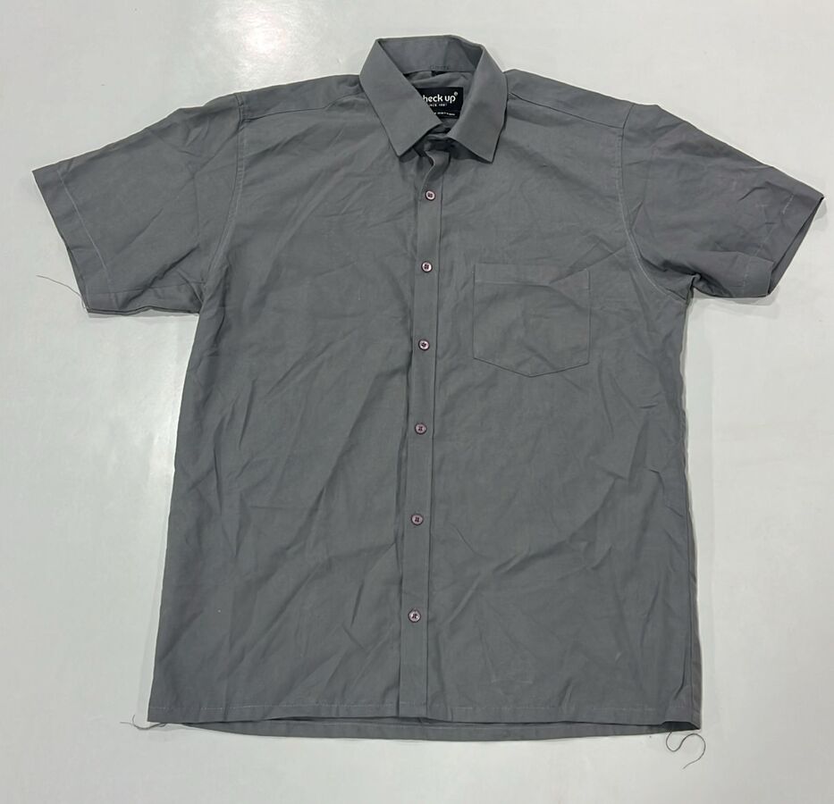 Grey Solid Half Sleeve Shirt - Image 4