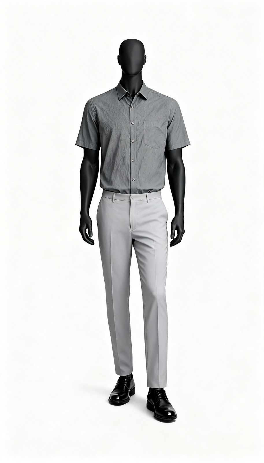 Grey Solid Half Sleeve Shirt