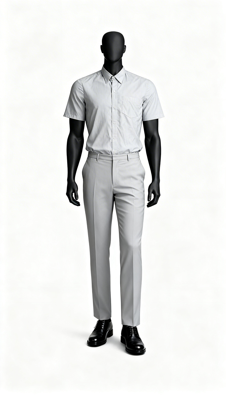 Light Grey Solid Half Shirt