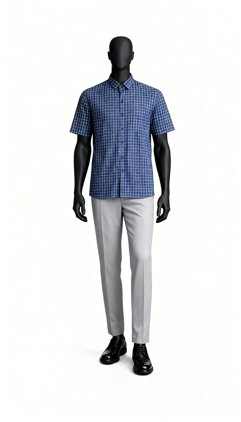 Navy Checked Half Sleeve Shirt