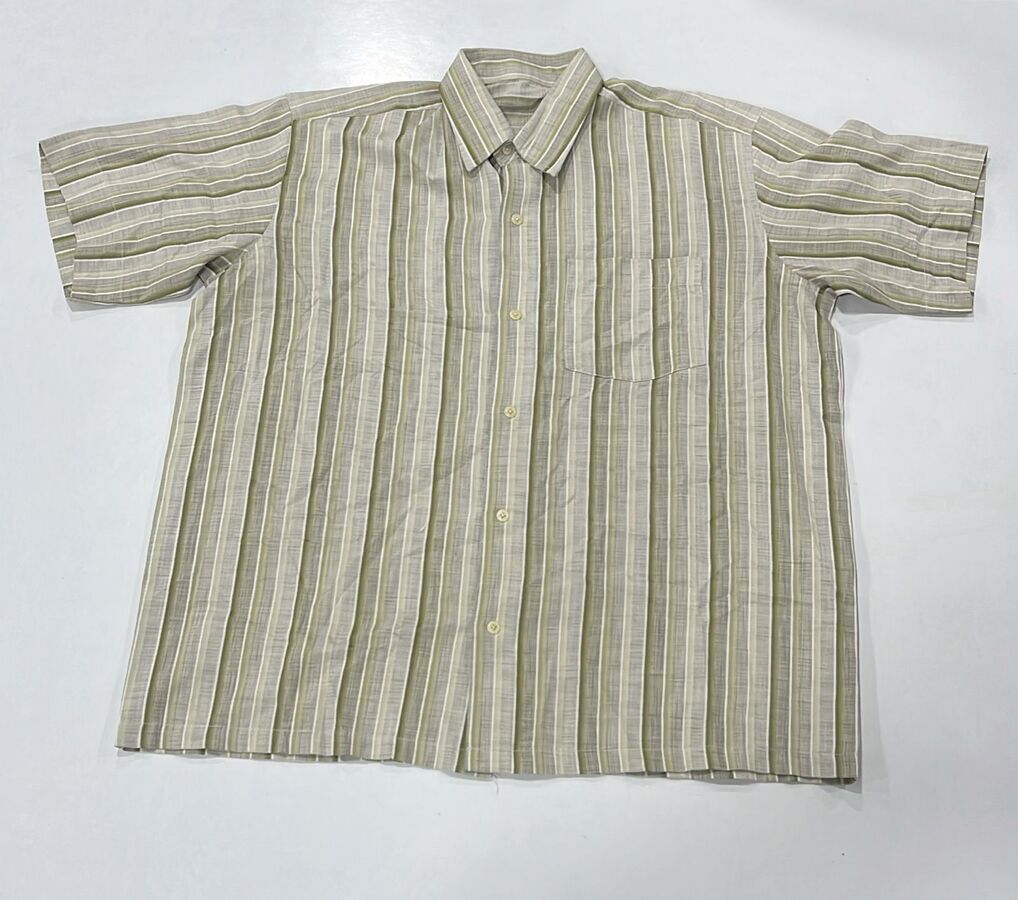 Olive Striped Half Sleeve Shirt - Image 4