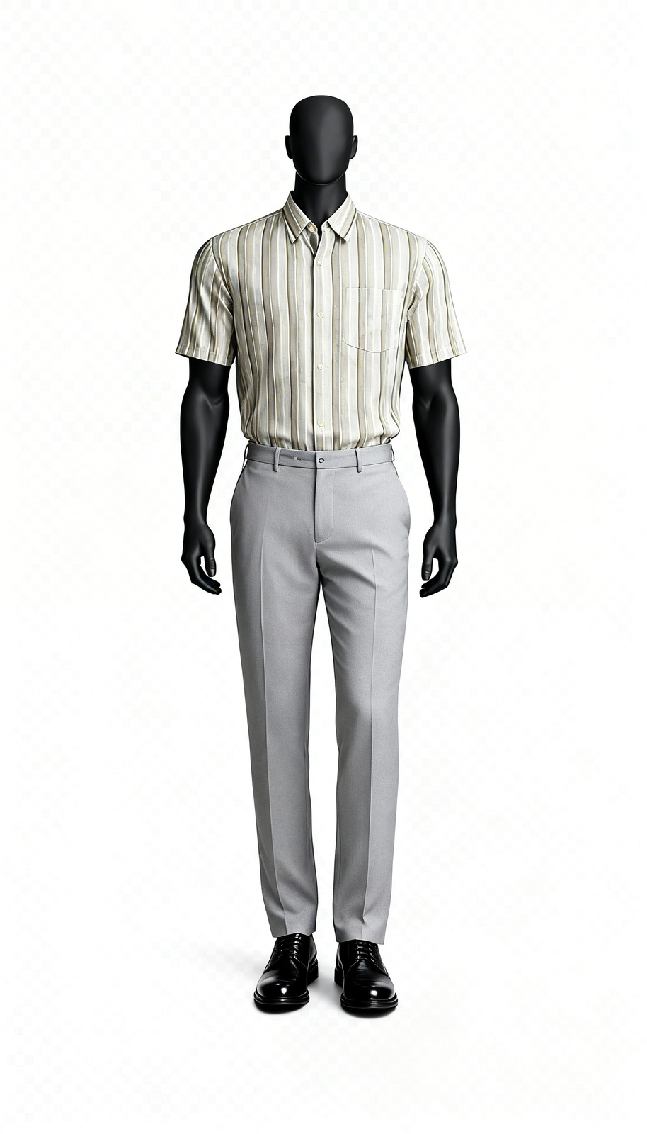 Olive Striped Half Sleeve Shirt