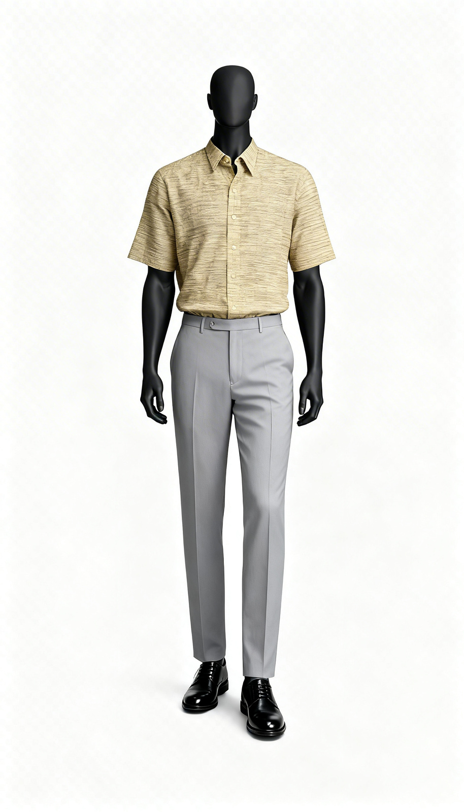 Mustard Textured Casual Half Shirt