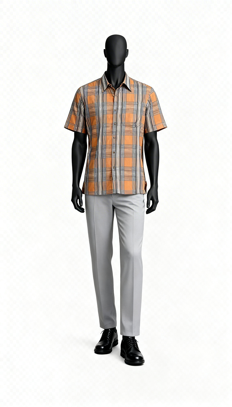 Orange Multi Checked Half Shirt