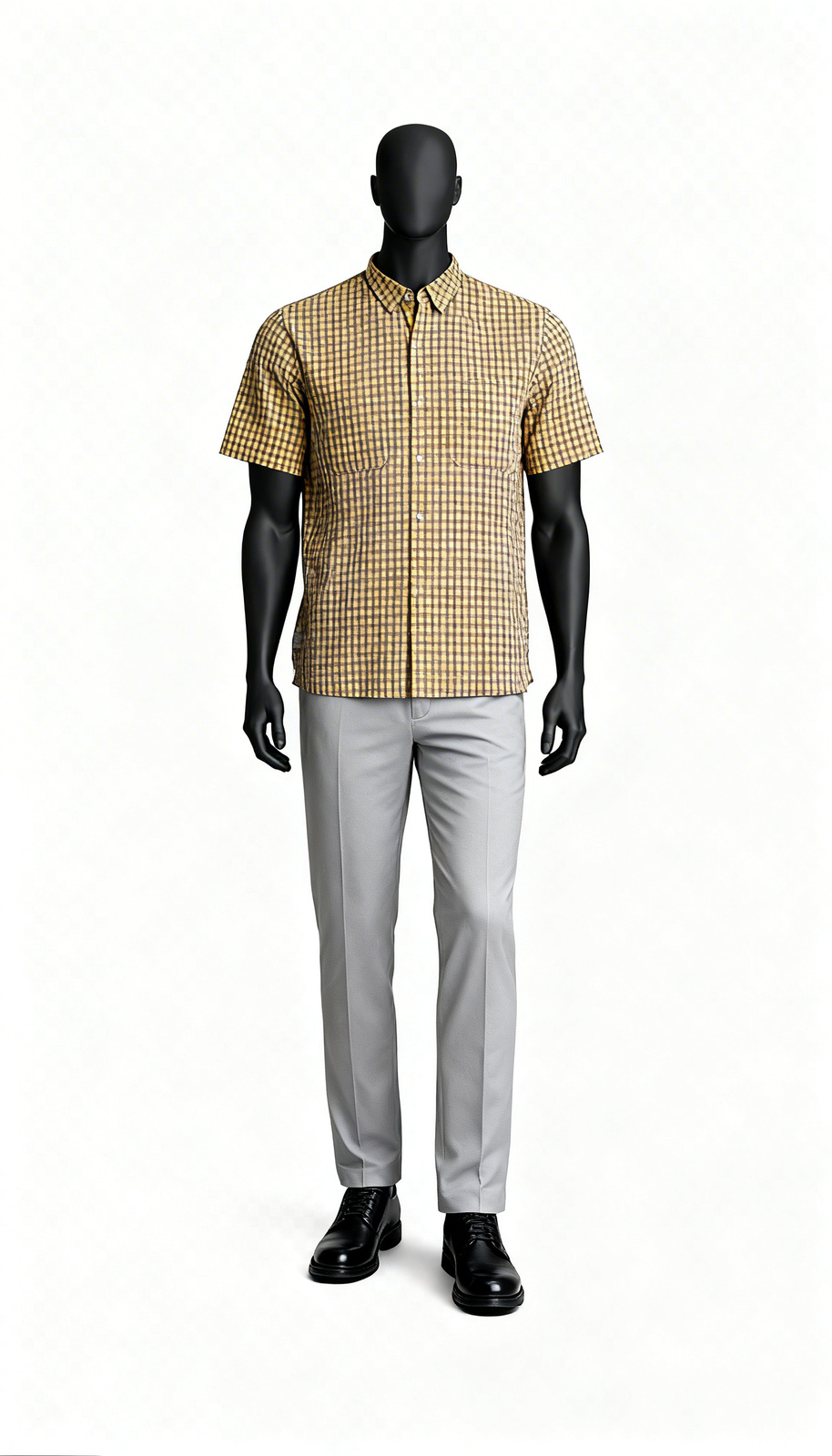 Brown Checked Half Sleeve Shirt