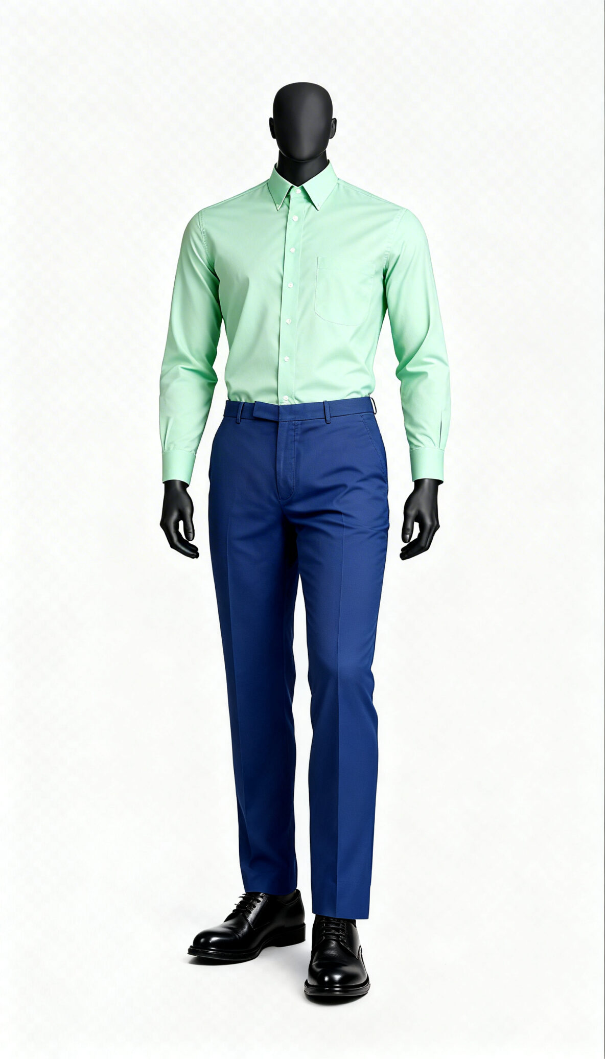 Men’s Blue Solid Regular Fit Formal Trouser