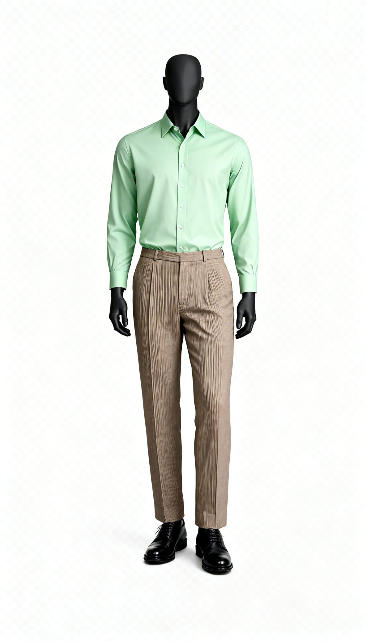 Men’s Beige Textured Regular Fit Formal Trouser