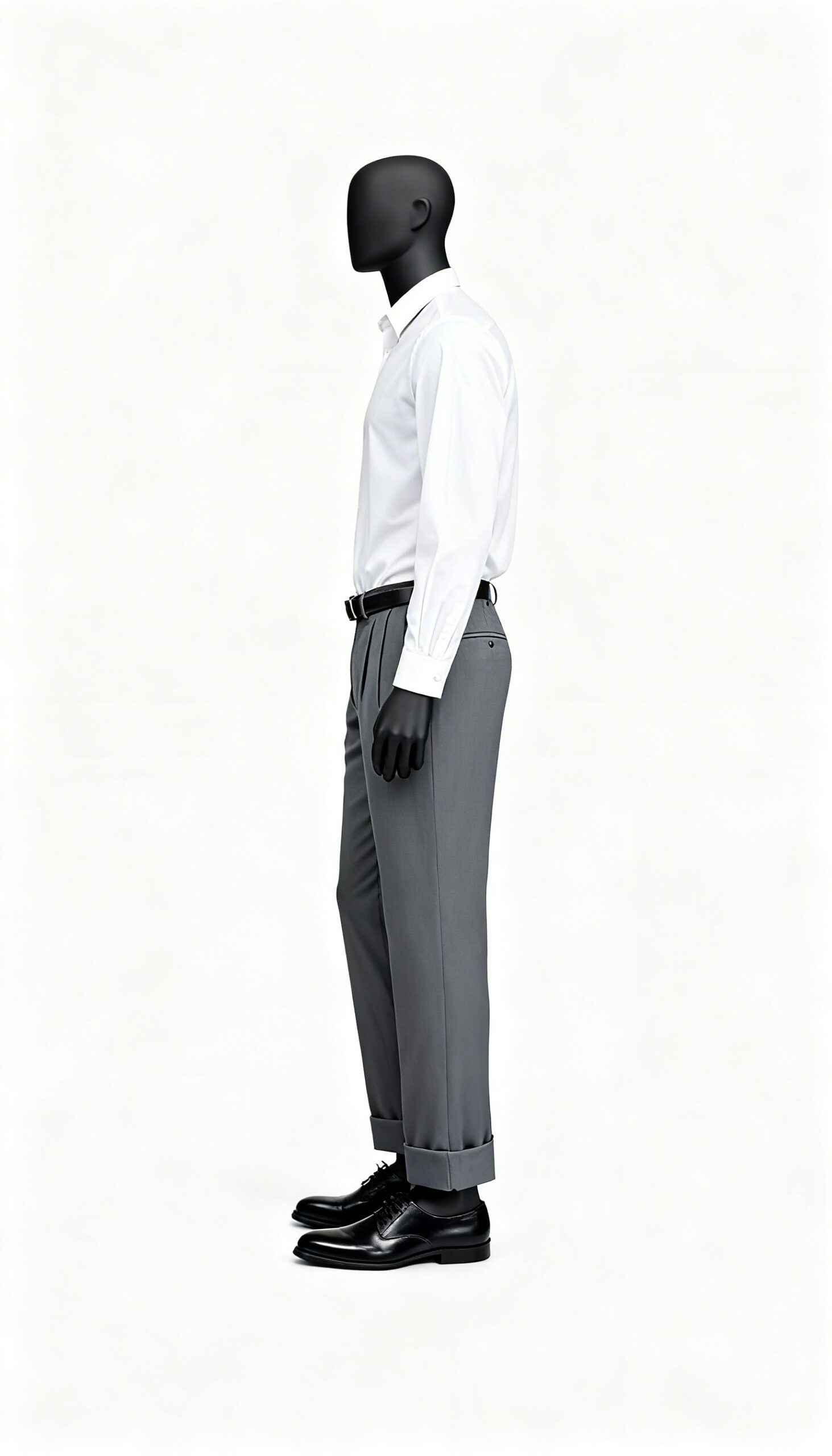 Men’s Grey Solid Regular Fit Formal Trouser - Image 3