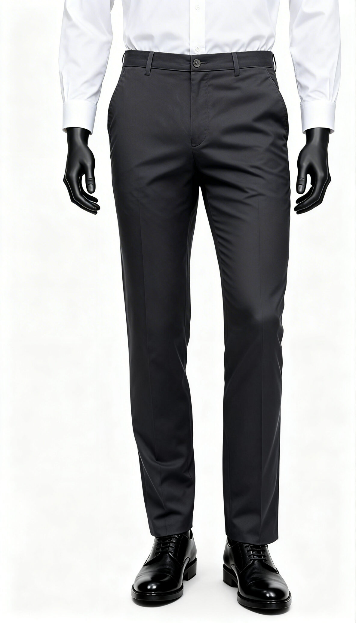 Light Grey Solid Regular Fit Casual Trouser