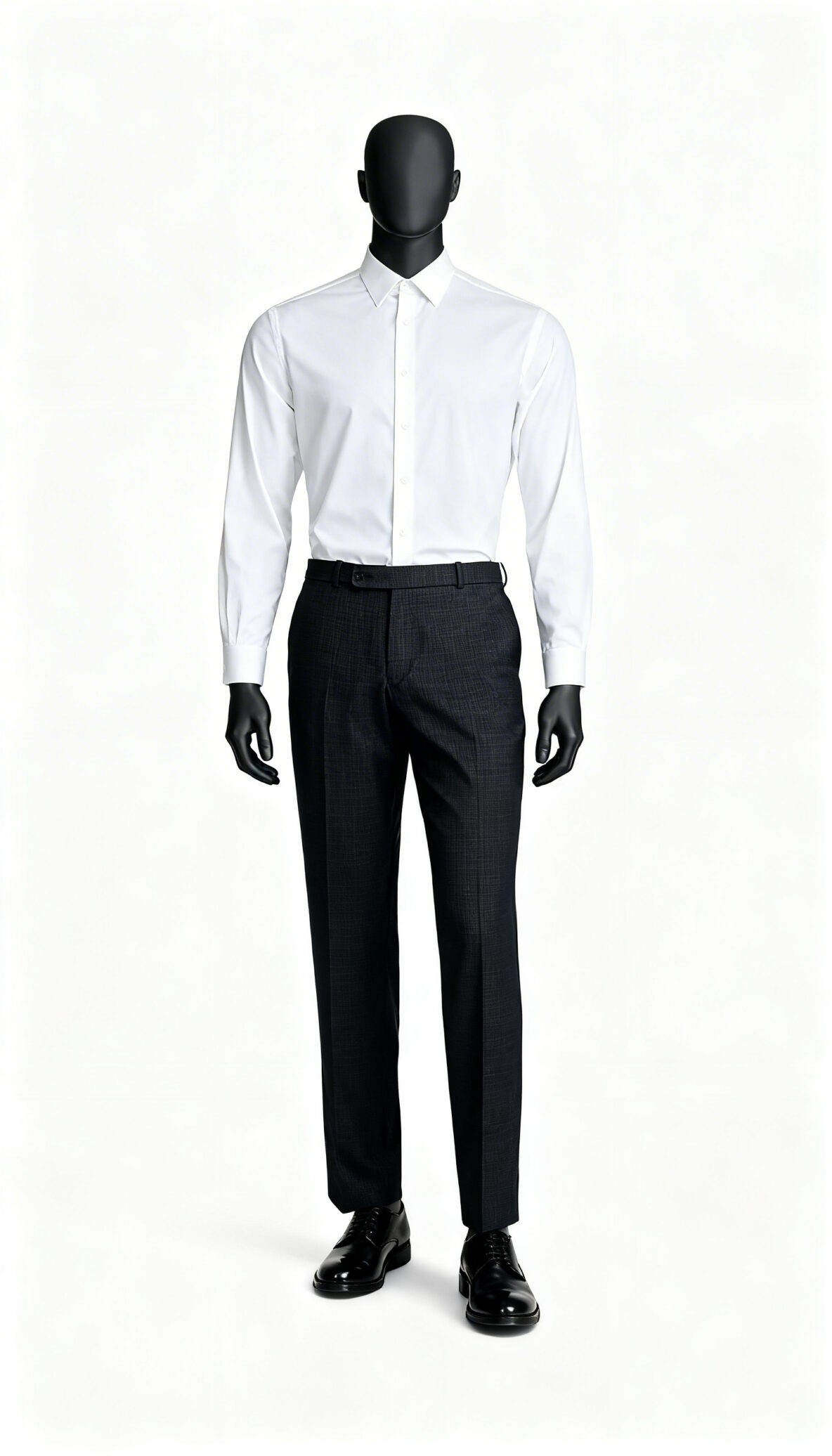 Men Textured Dark Grey Formal Trousers