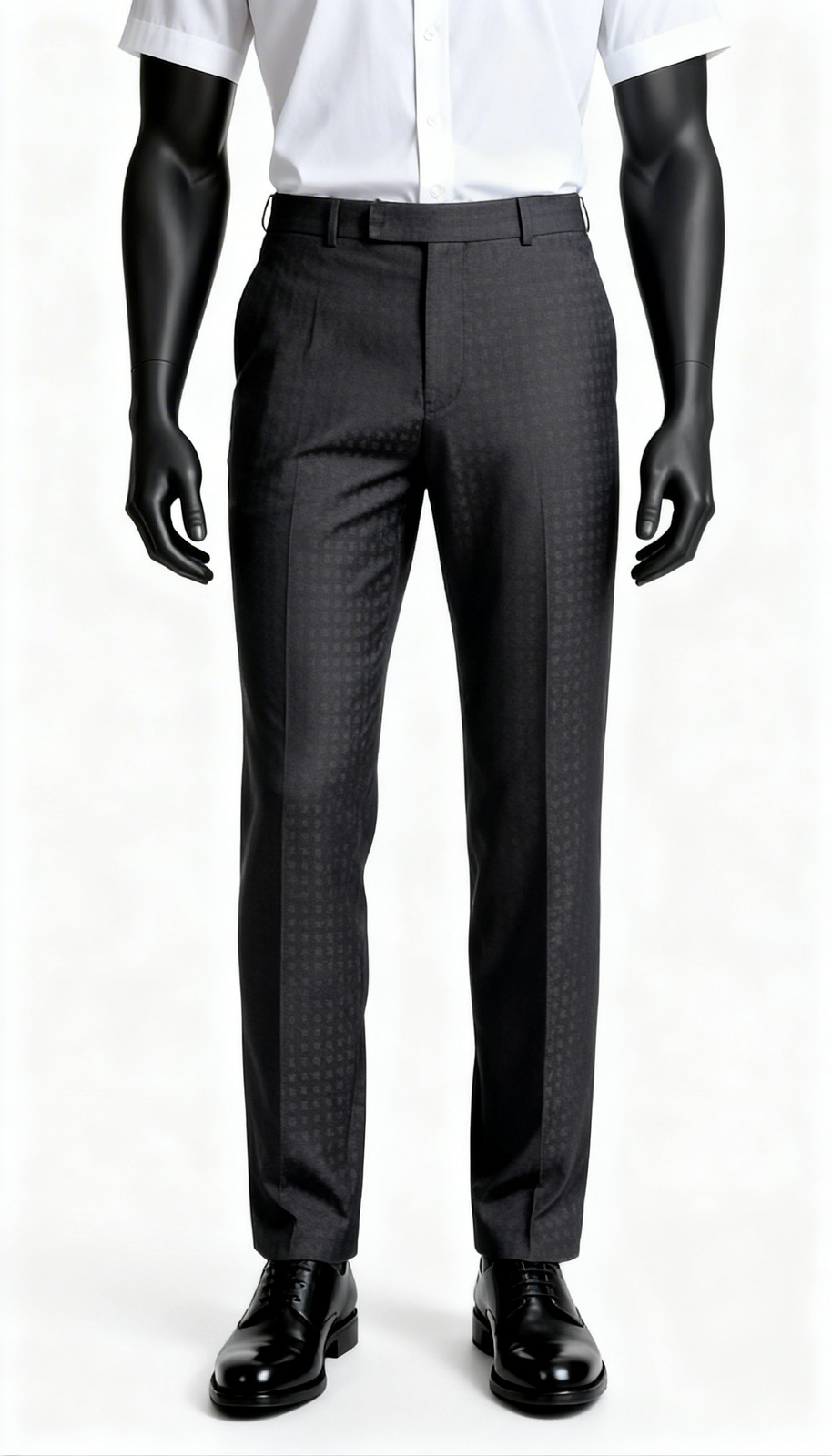 Men Charcoal Textured Formal Trouser