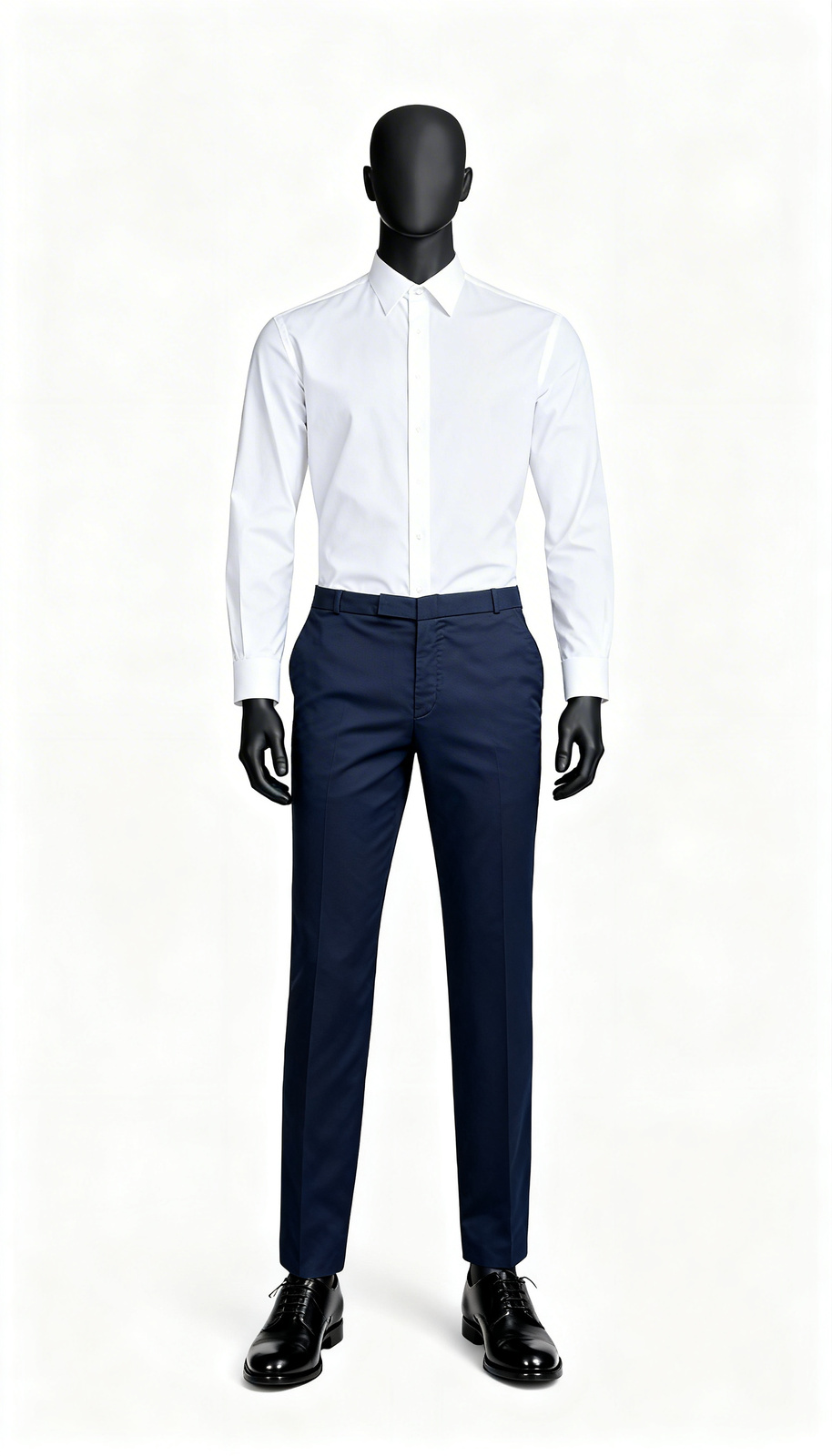 Men Navy Blue Formal Straight Trouser