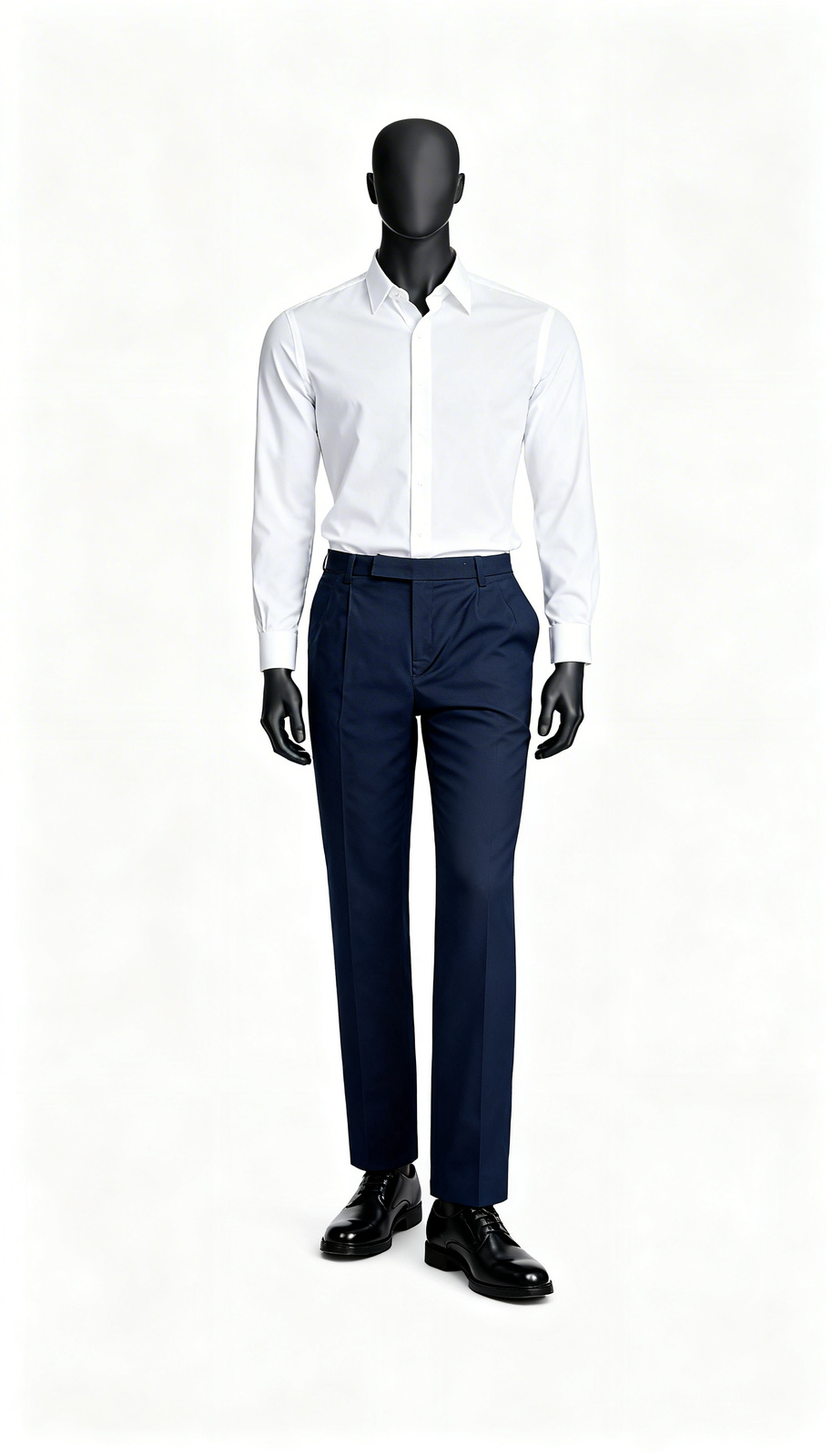 Men Navy Blue Formal Straight Trouser
