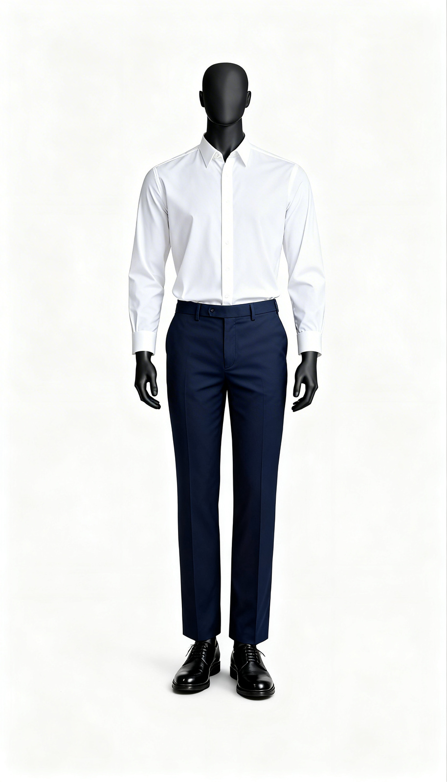 Men Navy Blue Formal Straight Trouser