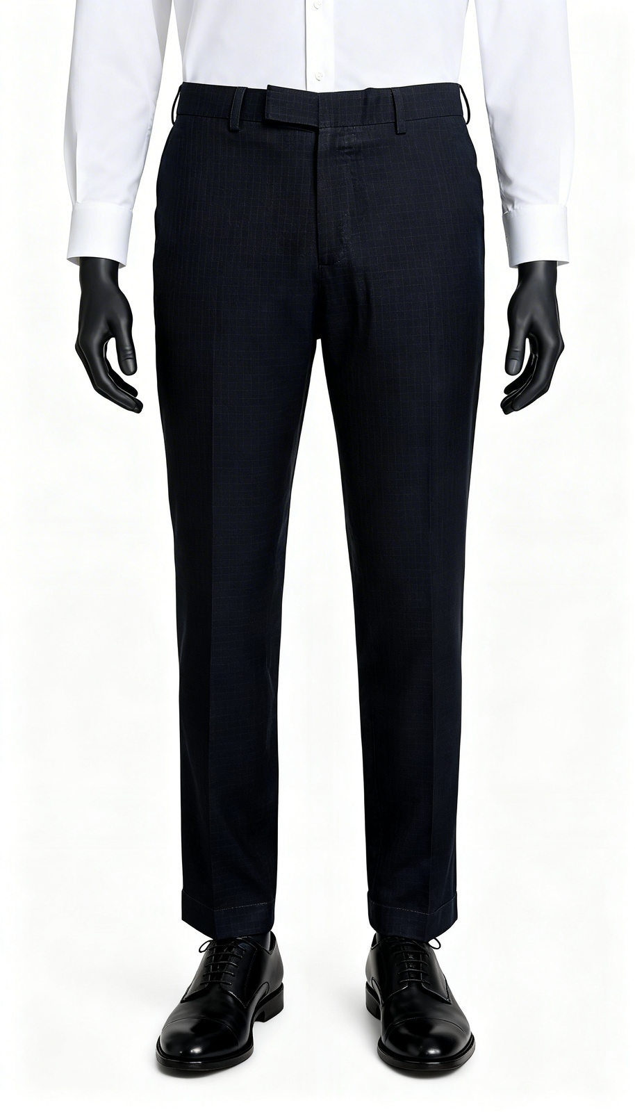 Men Navy Textured Formal Trouser