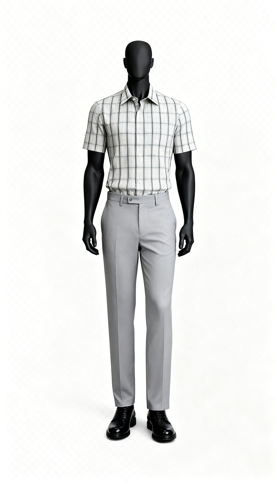 White Green Checked Casual Shirt