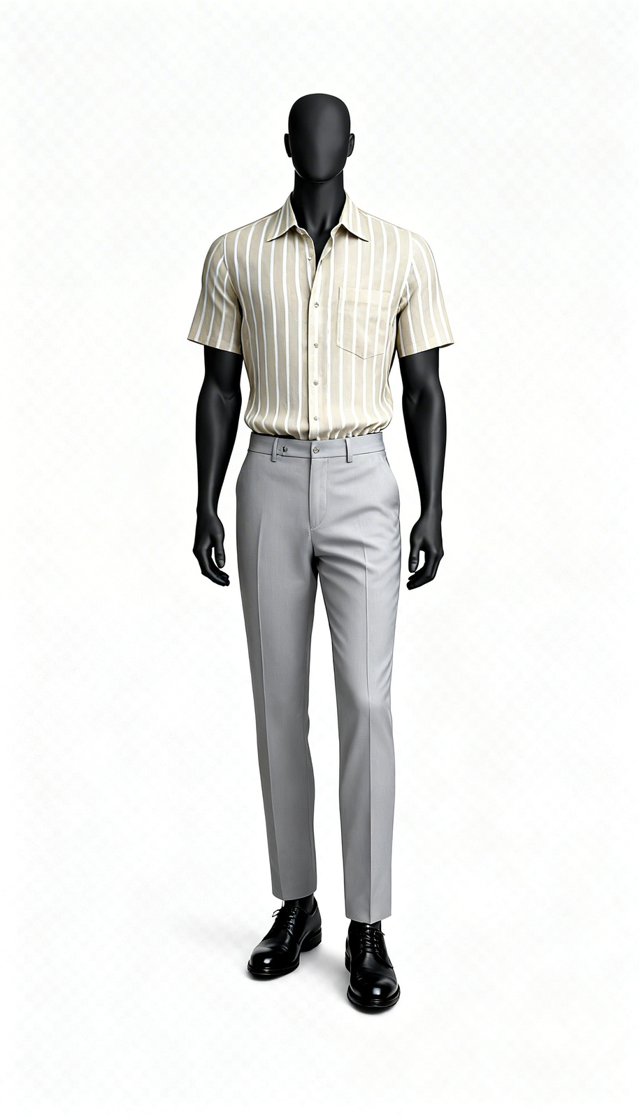 Beige Striped Formal Shirt