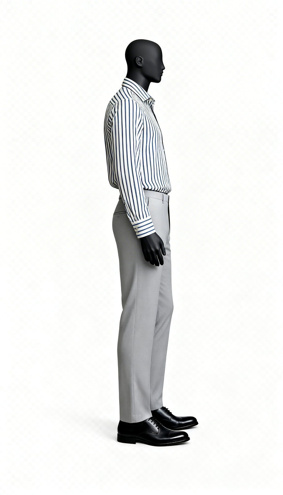 White Navy Striped Formal Shirt - Image 3