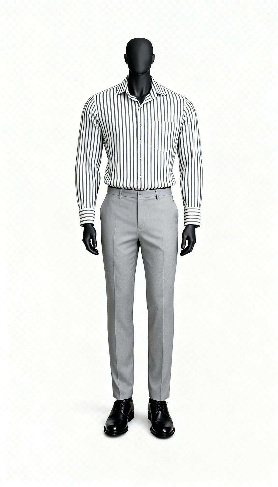 White Navy Striped Formal Shirt