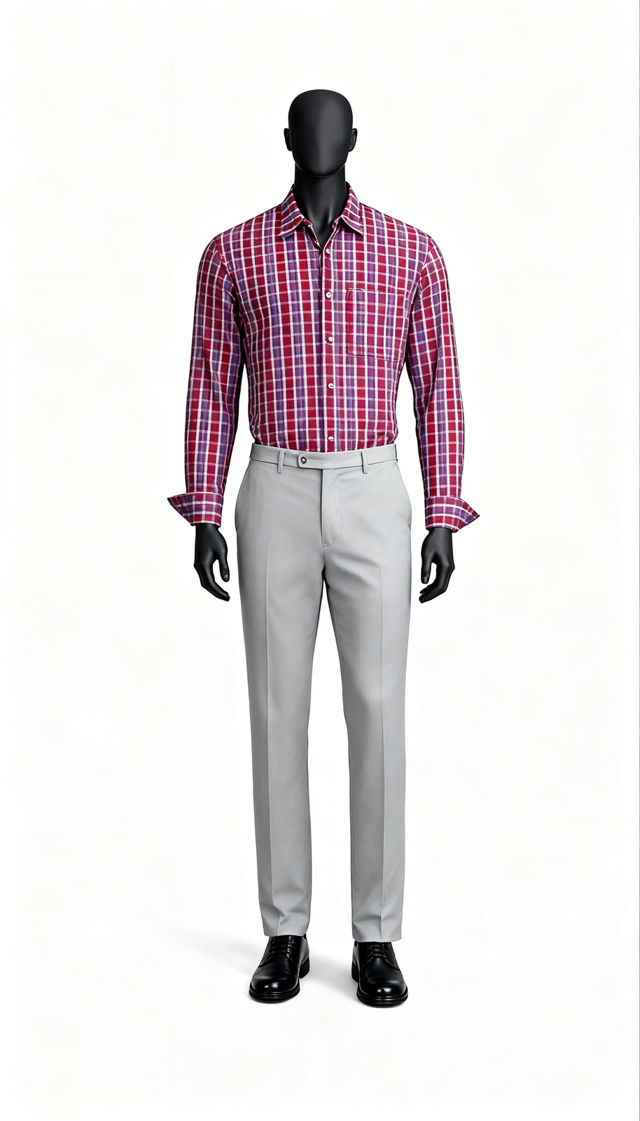 Red Purple Checked Casual Shirt