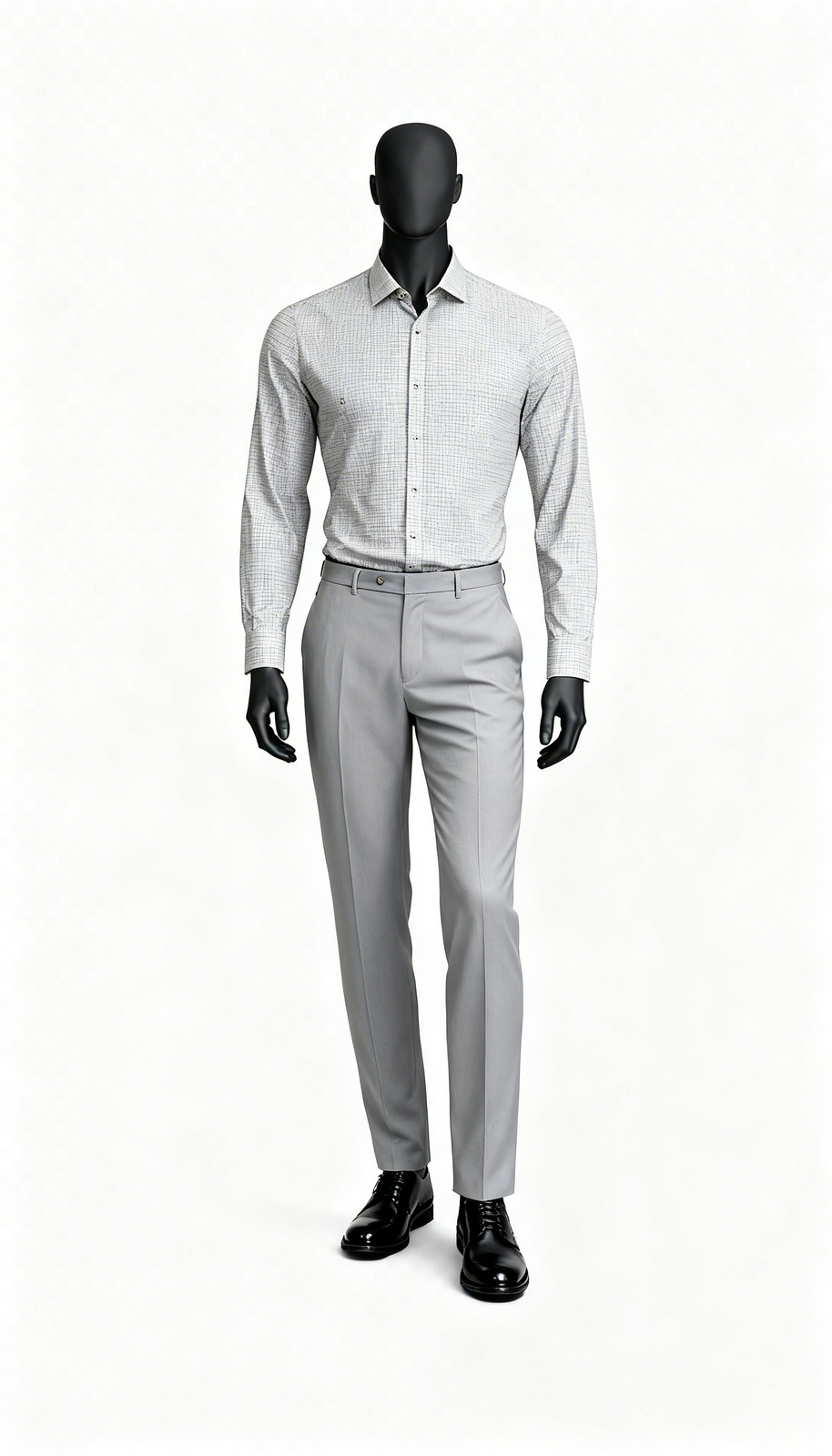 Light Grey Micro Check Formal Shirt