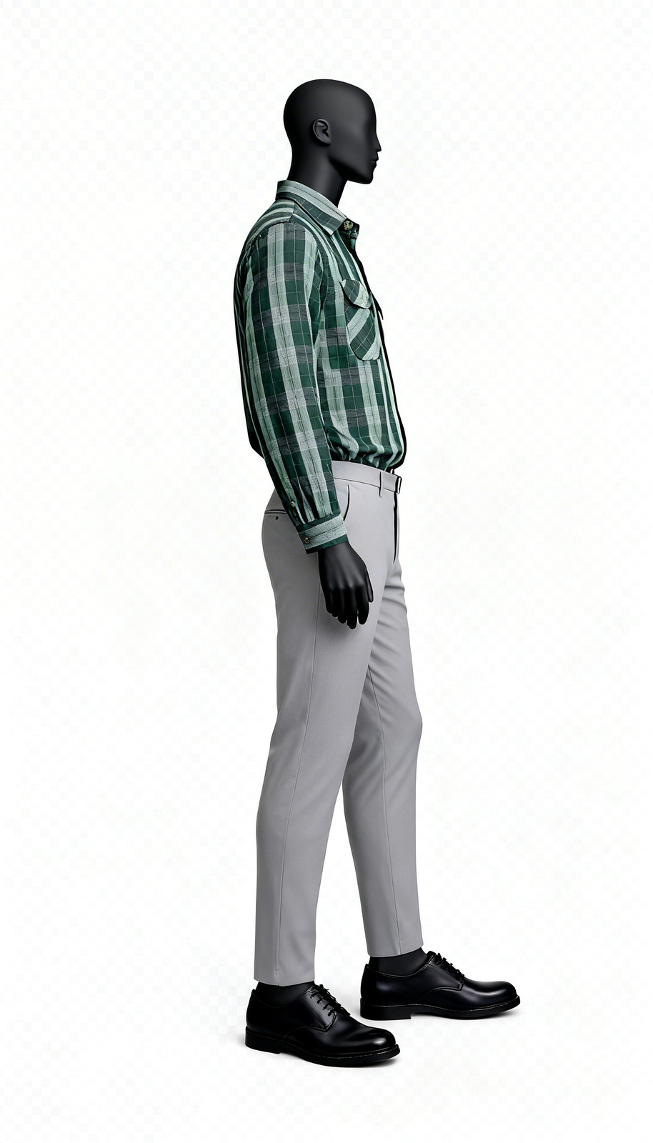 Dark Green Checked Utility Shirt - Image 3