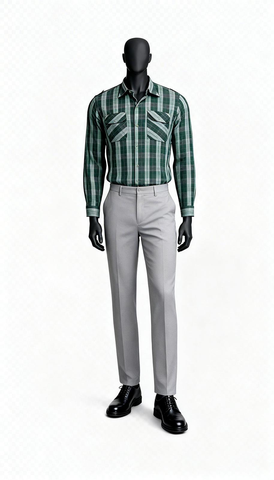 Dark Green Checked Utility Shirt