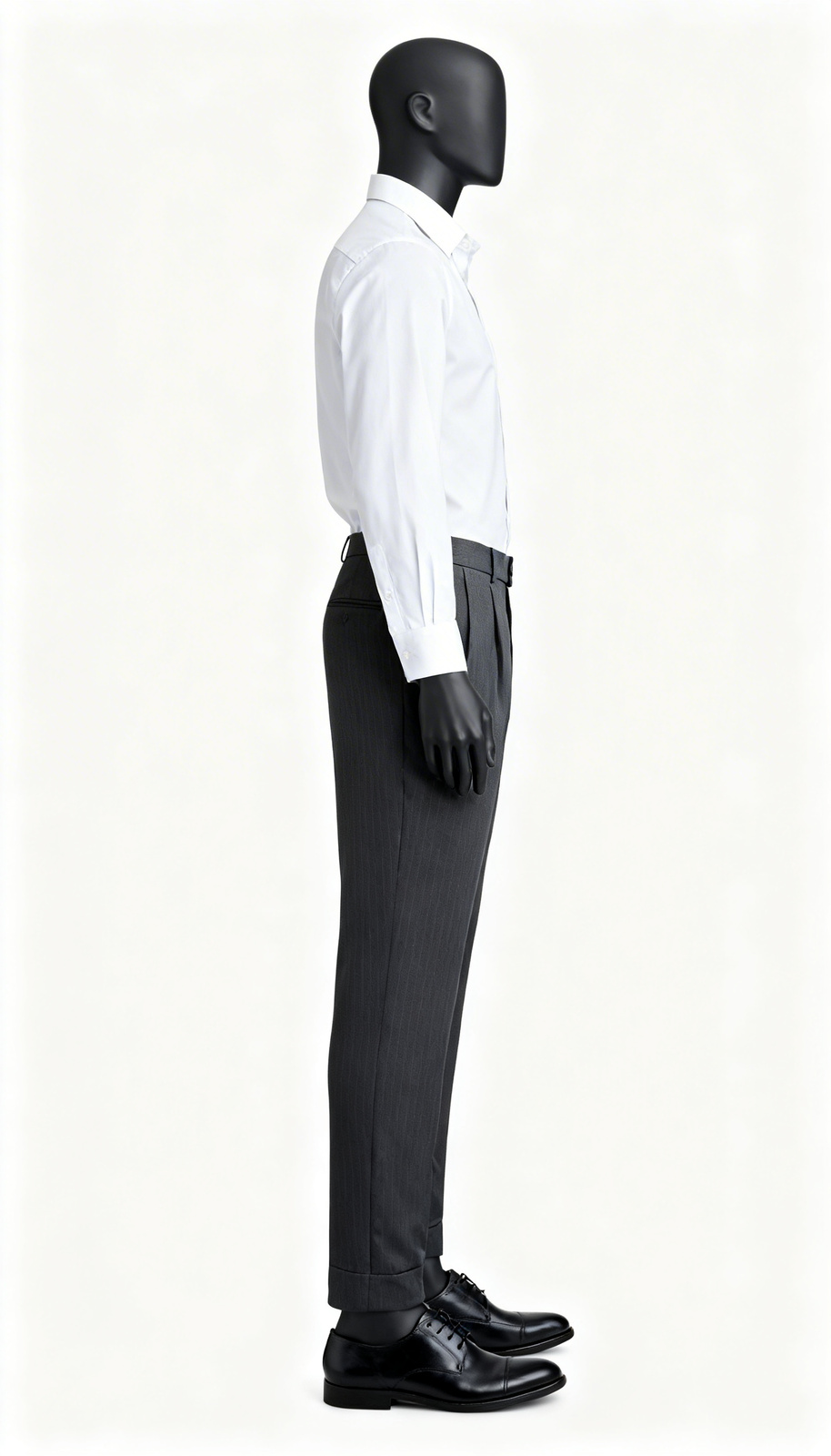 Men’s Navy Blue Striped Regular Fit Formal Trousers - Image 3