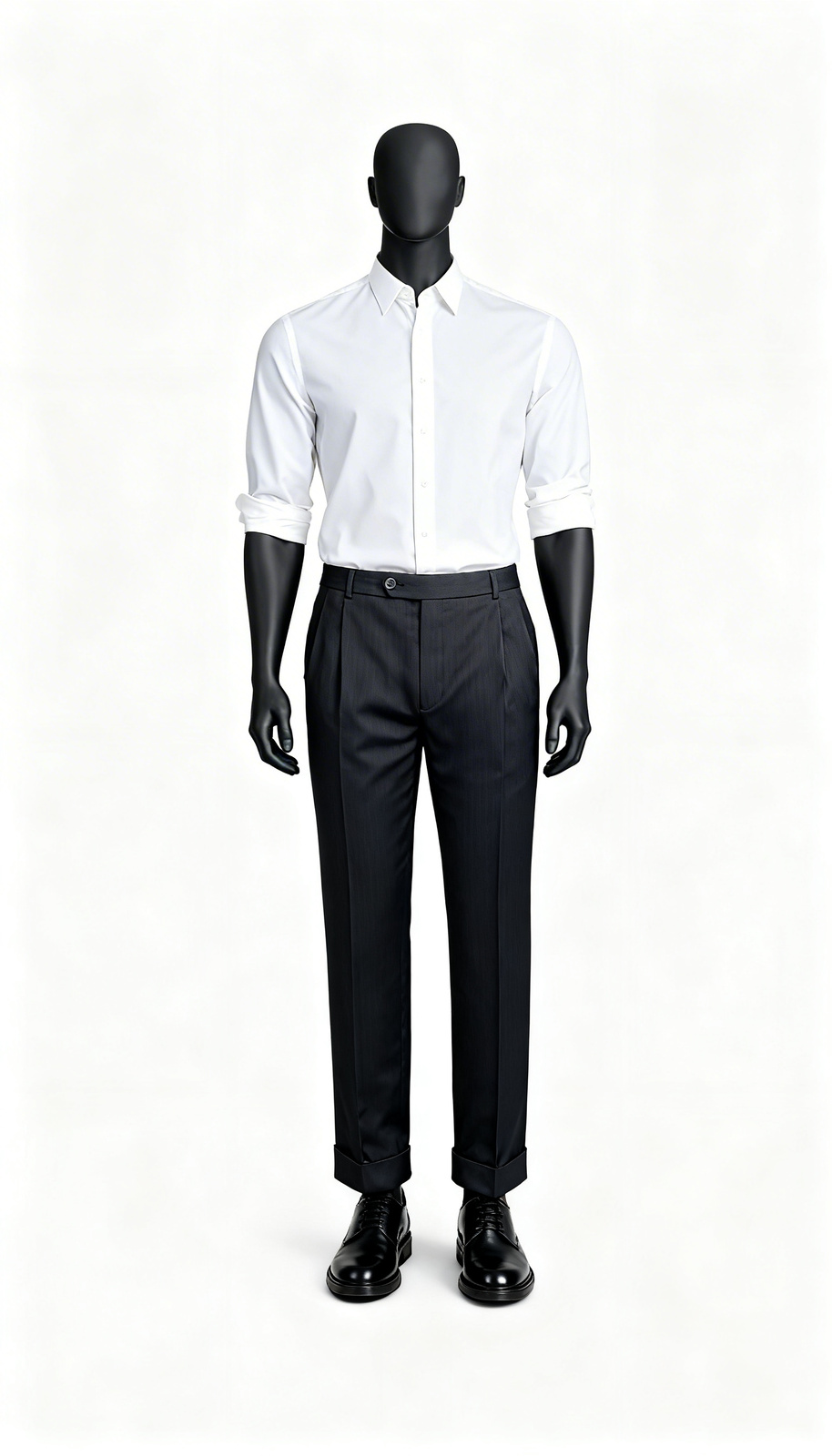Men’s Navy Blue Striped Regular Fit Formal Trousers