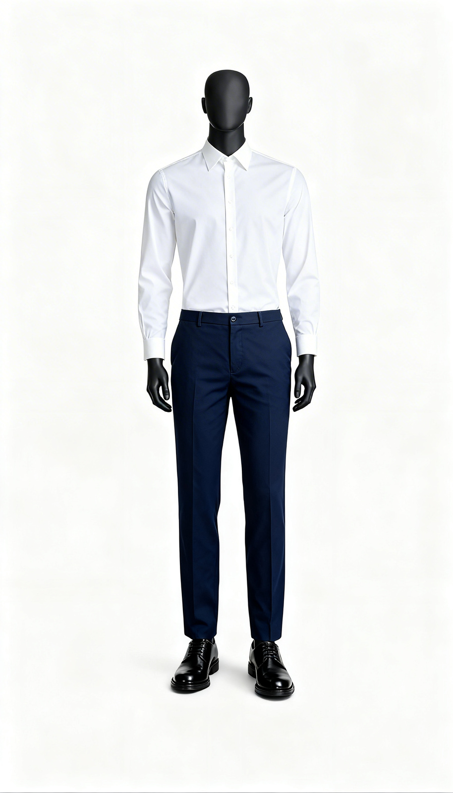 Men Navy Blue Straight Trouser