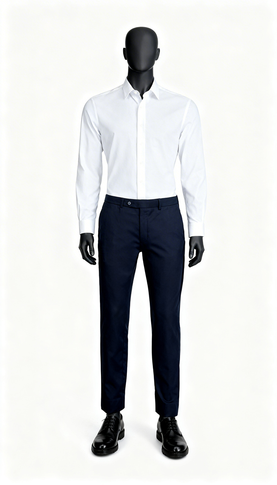 Men Navy Blue Straight Trouser