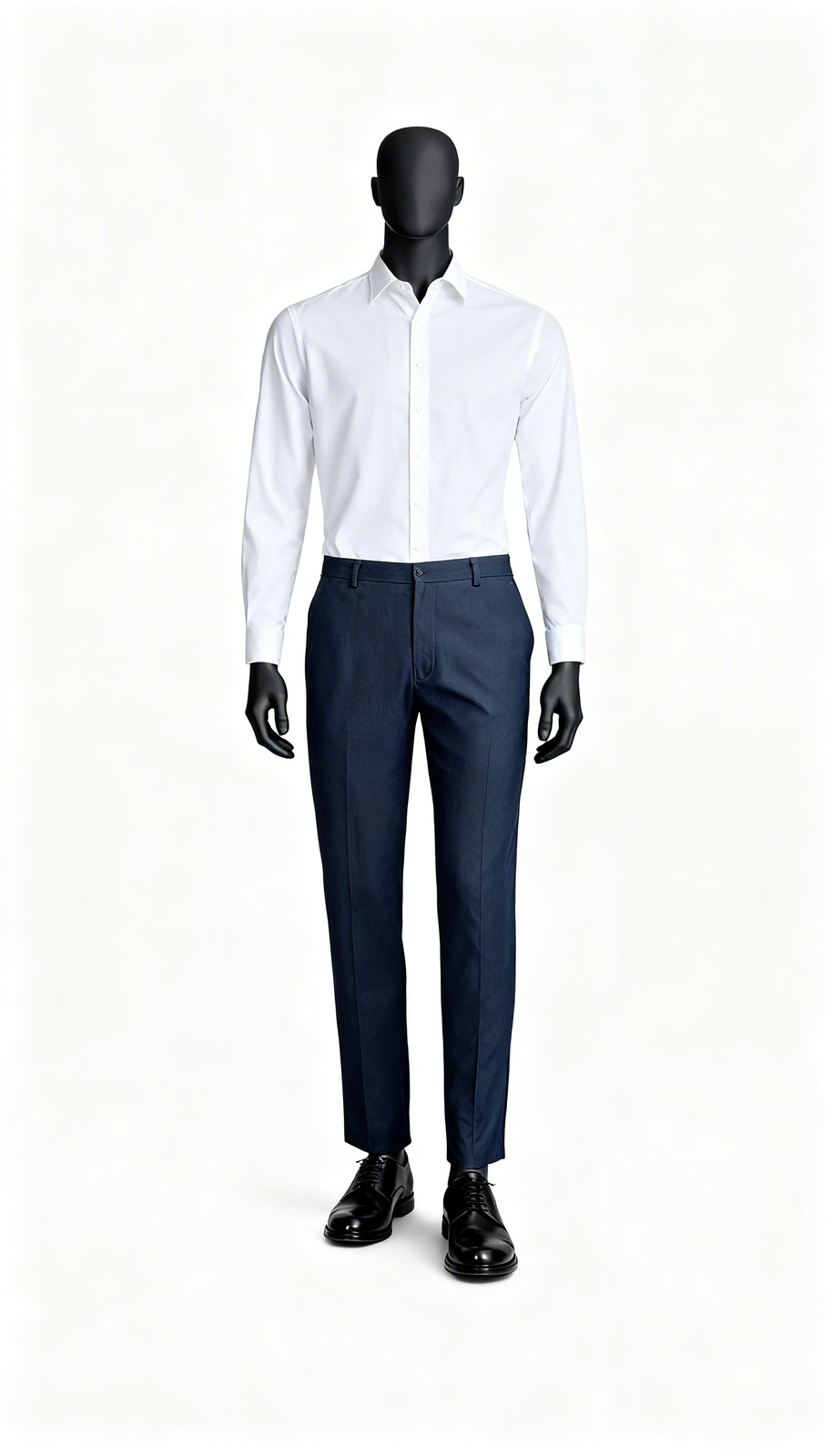 Men Navy Blue Formal Straight Trouser