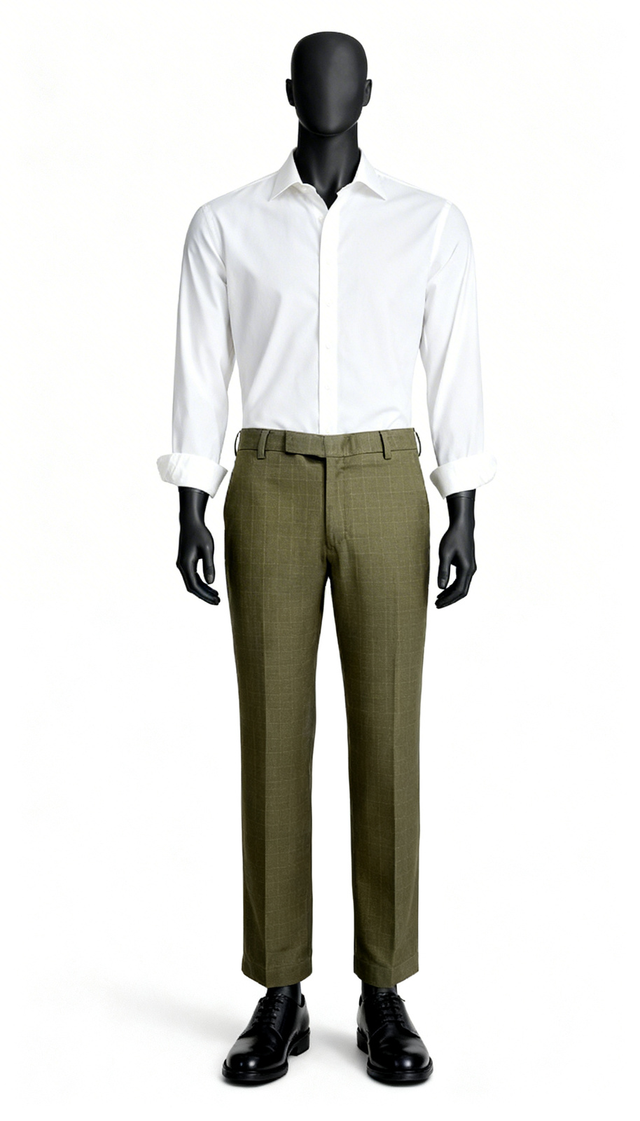 Men Olive Green Formal Trouser