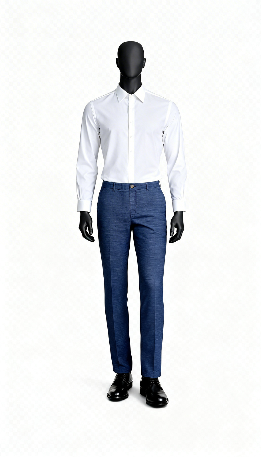 Men Blue Textured Formal Slim Trouser