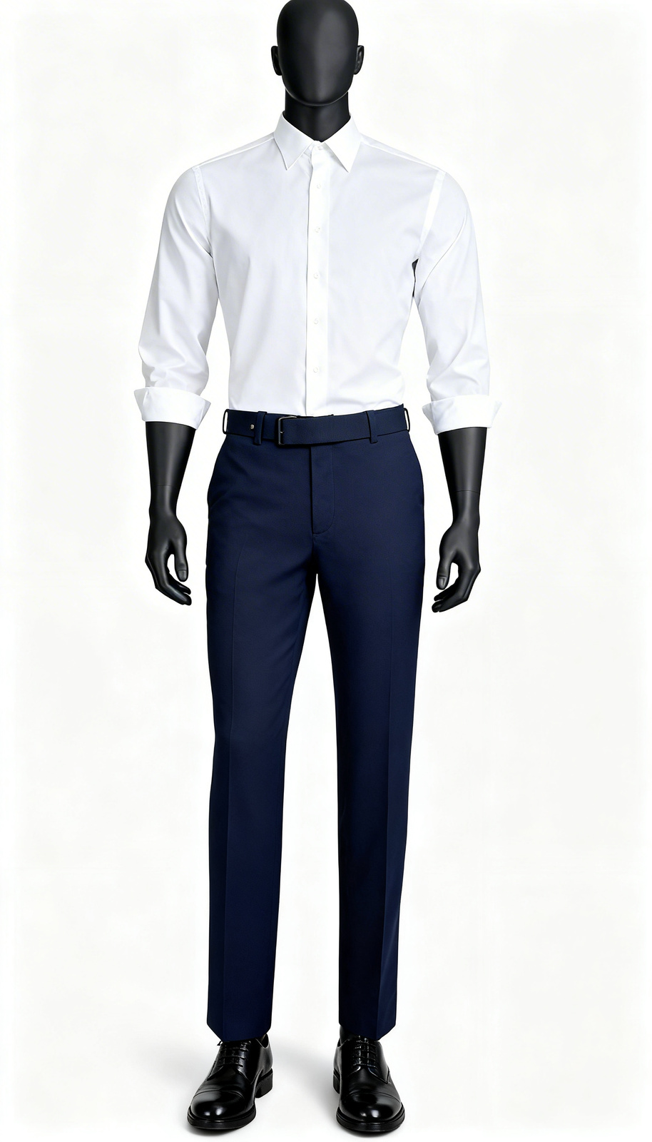 Men Navy Blue Formal Straight Fit Trouser