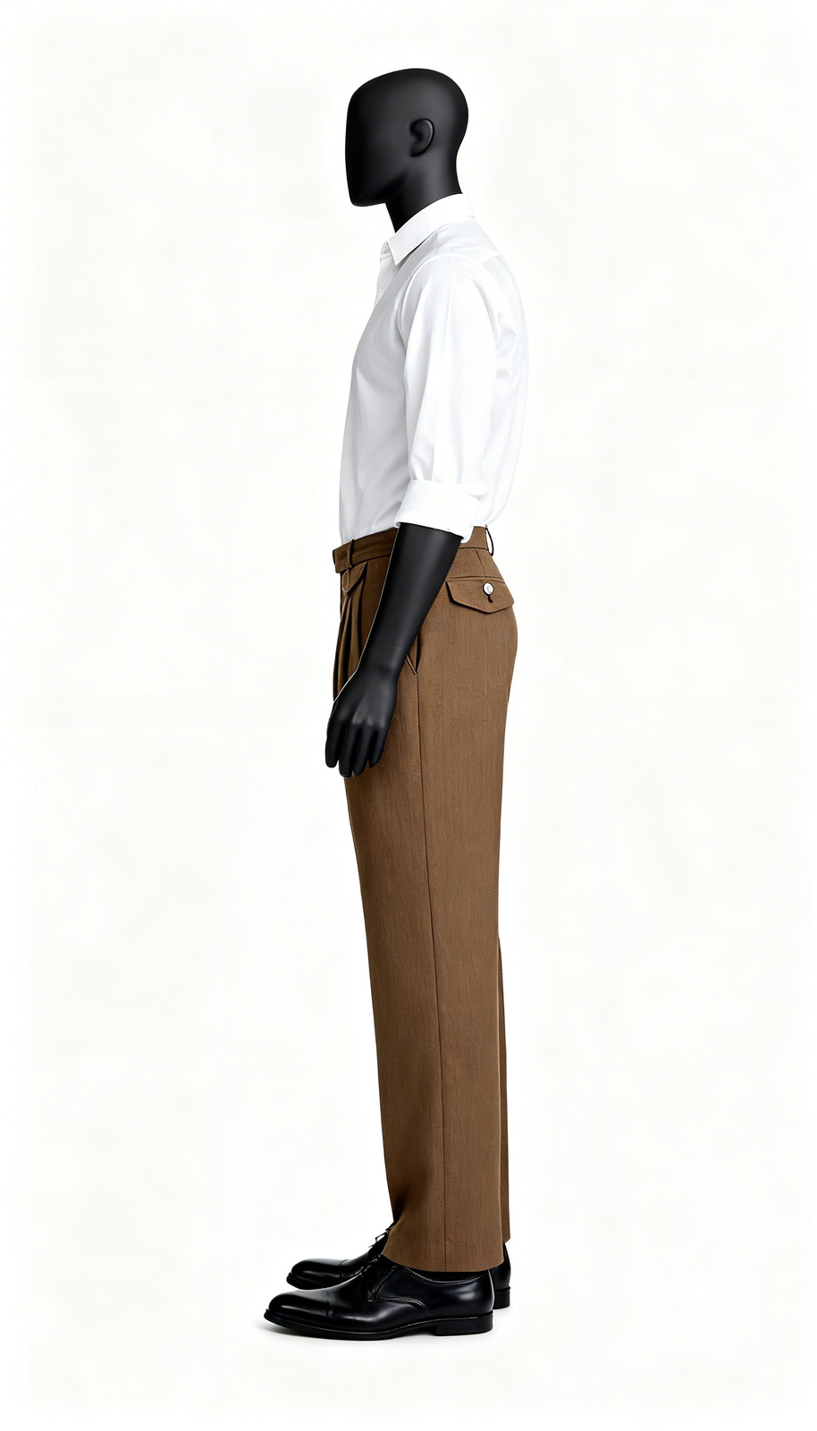 Brown Textured Relaxed Fit Formal Trouser - Image 3