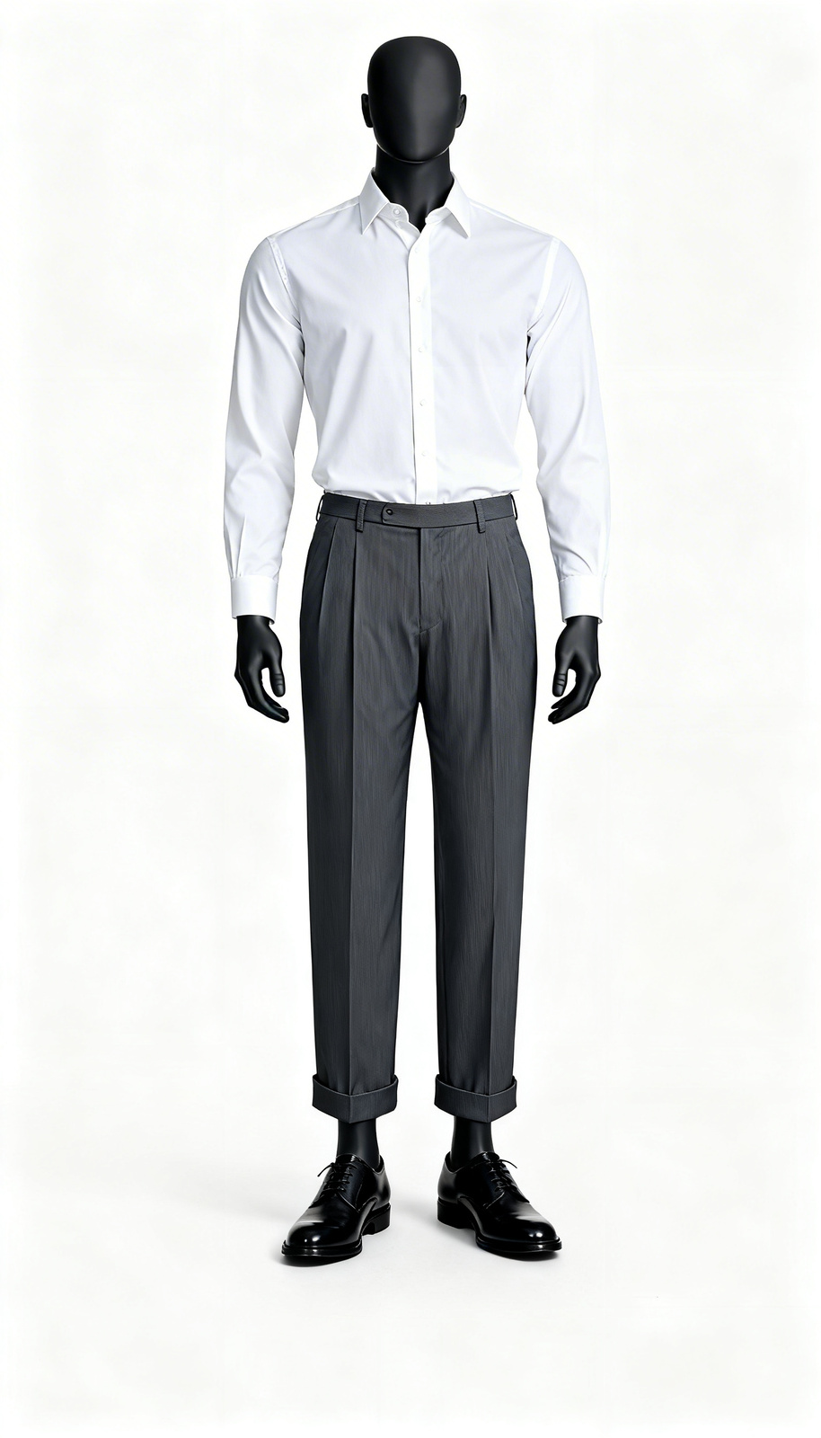 Charcoal Striped Relaxed Fit Formal Trouser