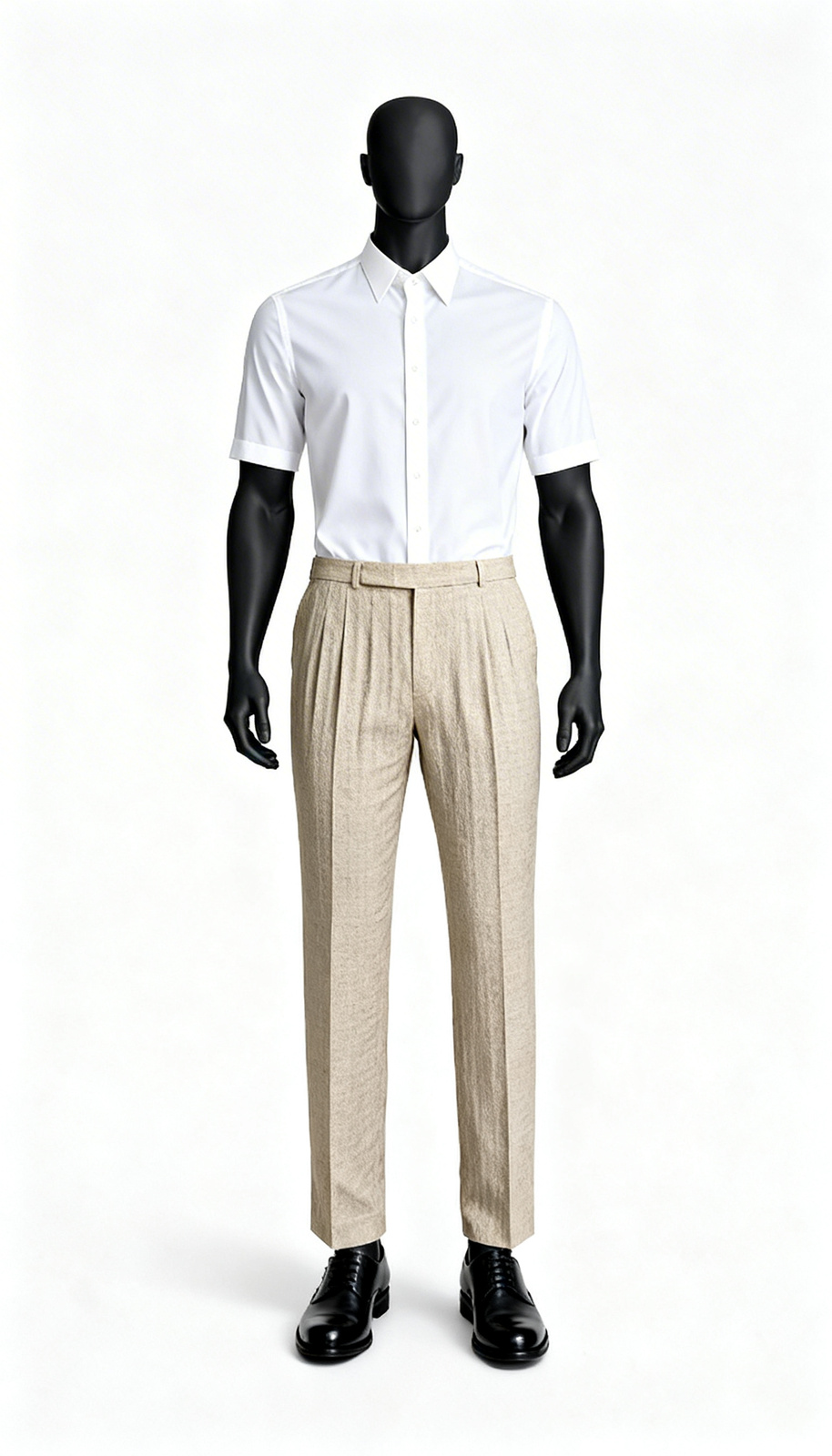 Beige Textured Regular Fit Formal Trouser