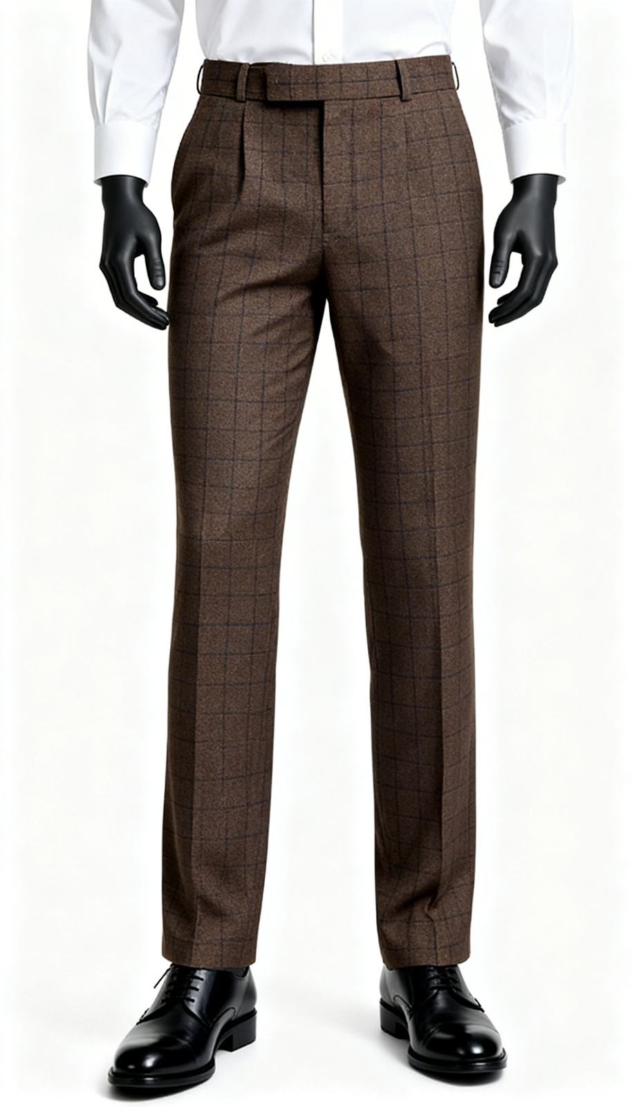 Men Brown Checked Formal Trousers